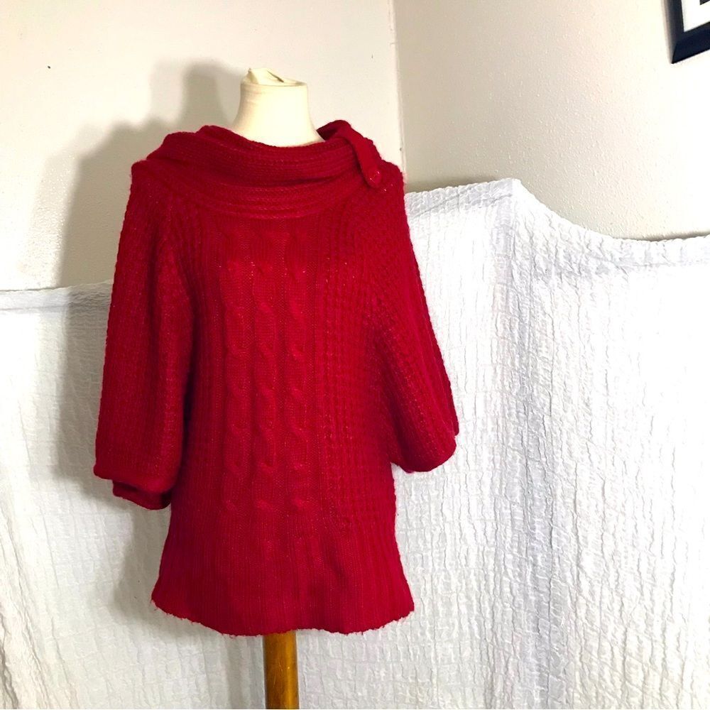 Pacífic Heights Red Knit Sweater Top Size XL